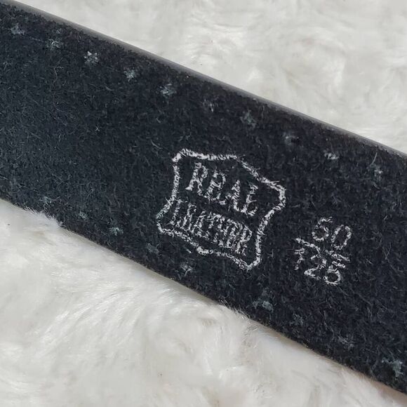 Leather Dress Belt Gray Black Size 50 - Picture 3 of 9